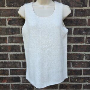 DKNY Size L Lambswool Anogroa Rabbit Hair Creamy White Tank Top Beaded